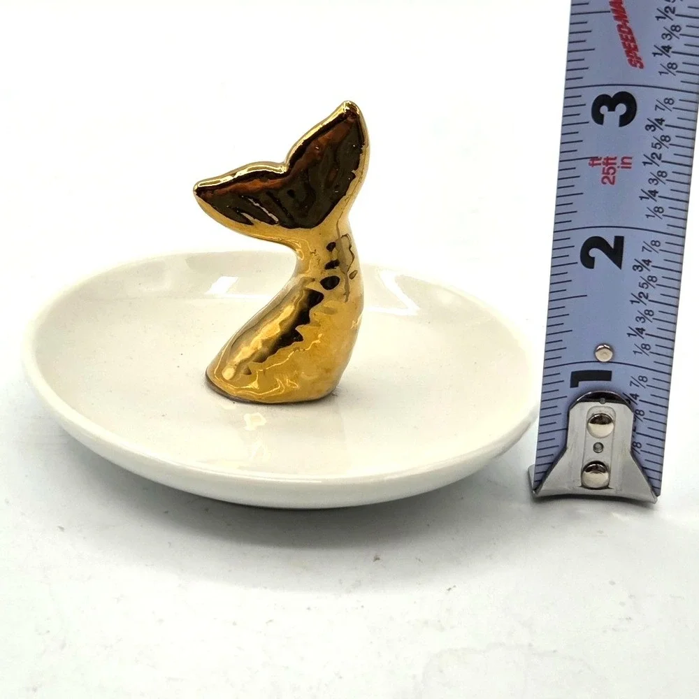 VINTAGE Whale Tail Mermaid Tail Ring Dish, Trinket Dish, Jewelry Holder RETRO